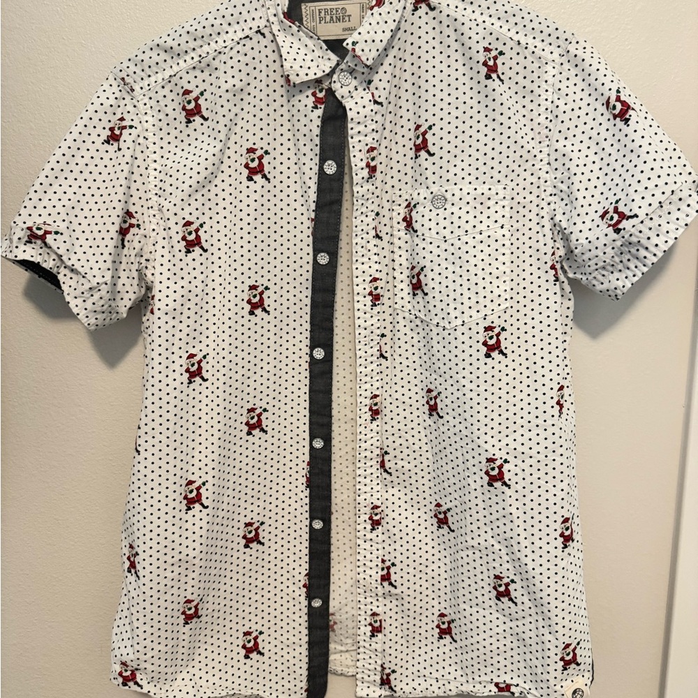 Free Planet White Shirt with Red and Black Accents